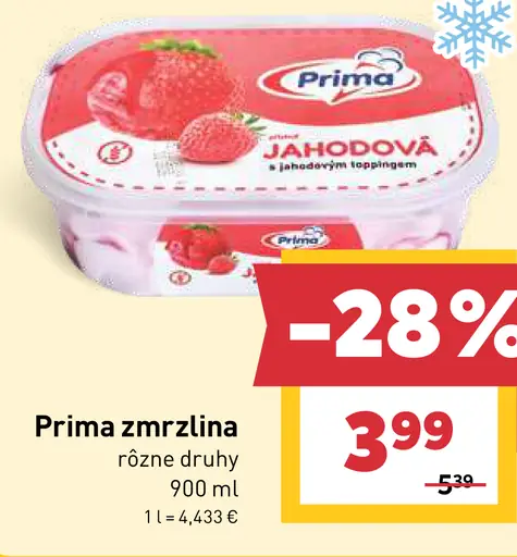 Prima zmrzlina jahodová a iné druhy