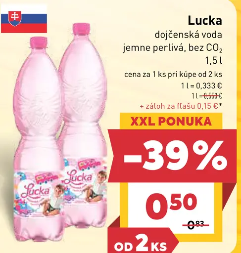 Lucka dojčenská voda jemne perlivá bez CO₂