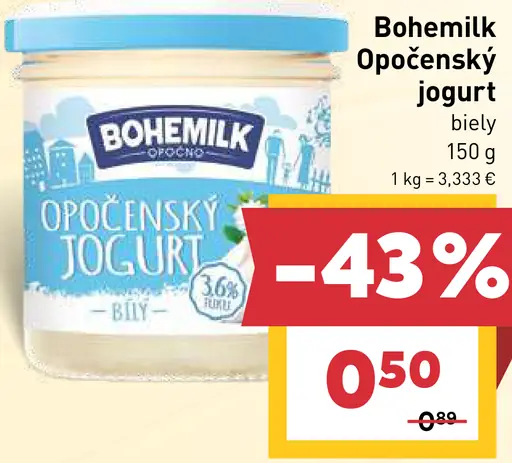 Bohemilk Opočenský jogurt biely