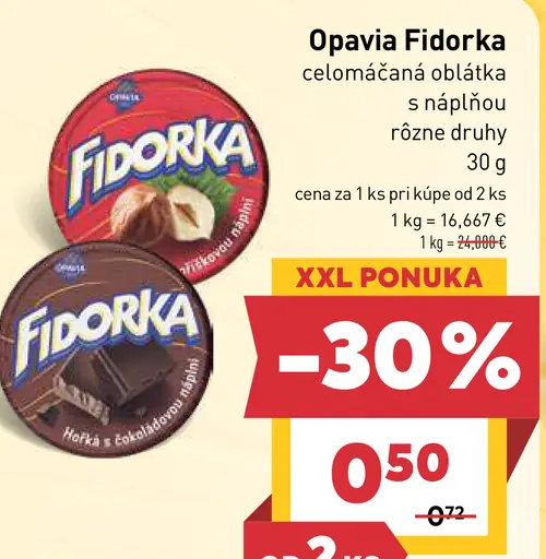 Opavia Fidorka celomáčaná oblátka s náplňou