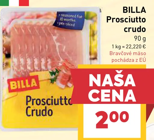 Billa Prosciutto crudo sušená šunka