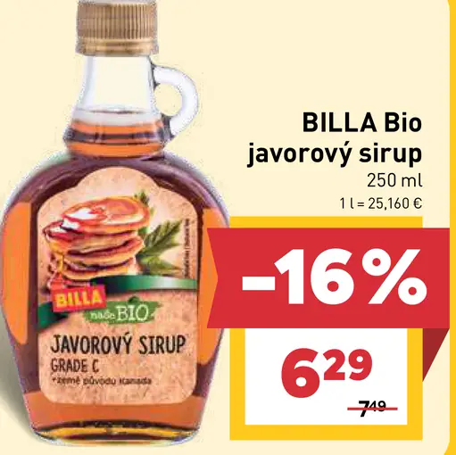 BILLA Bio javorový sirup