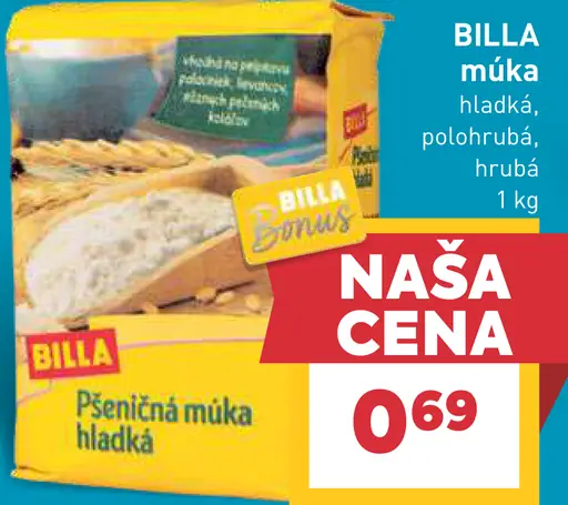 BILLA múka hladká, polohrubá, hrubá