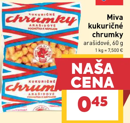 Miva kukuričné chrumky arašídové