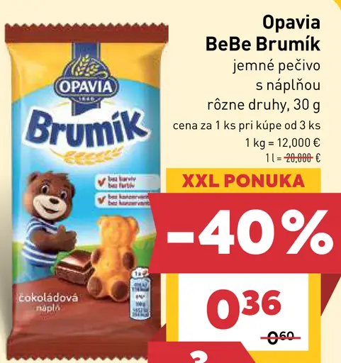 Opavia BeBe Brumík jemné pečivo s náplňou