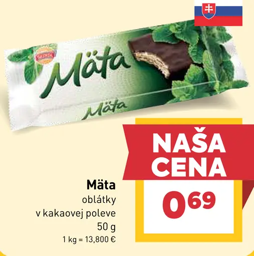 Mäta oblátky v kakaovej poleve