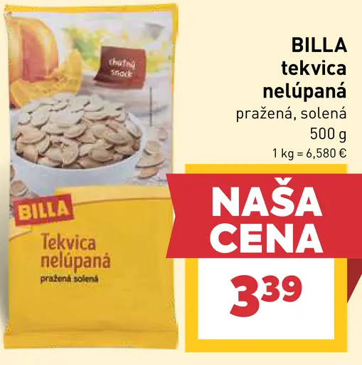 BILLA tekvica nelúpaná pražená, solená