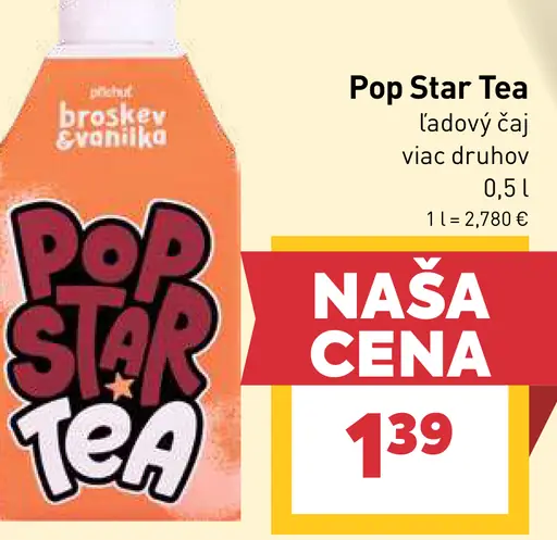 Pop Star Tea ľadový čaj broskyňa šípková šťava