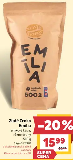 Zlaté Zrnko Emilia zrnková káva