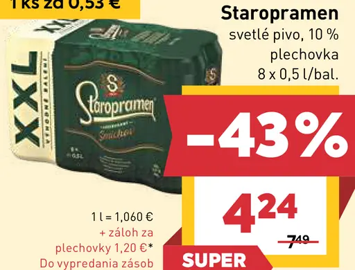 Staropramen Nealko pivo nealkoholické svetlé plechovka