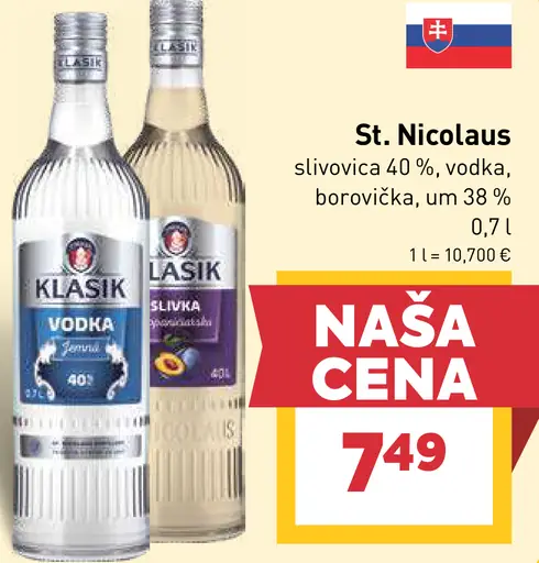 St. Nicolaus slivovica, vodka, borovička