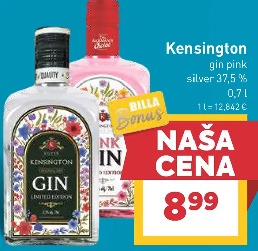 Kensington gin pink, silver