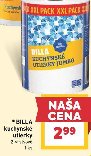 BILLA kuchynské utierky Jumbo 2-vrstvové