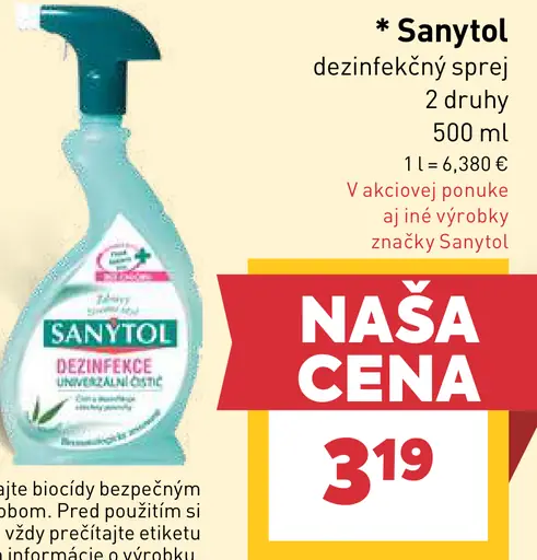 Sanytol dezinfekčný sprej 2 druhy