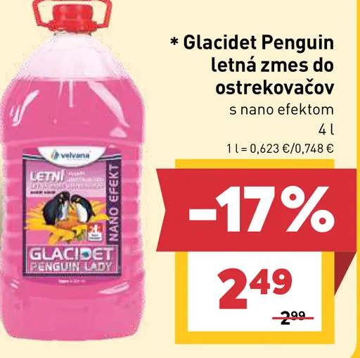 Glacidet Penguin letná zmes do ostrekovačov s nano efektom