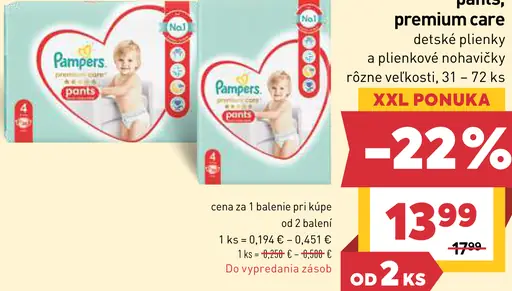 Pampers premium pants, premium care detské plienky a plienkové nohavičky