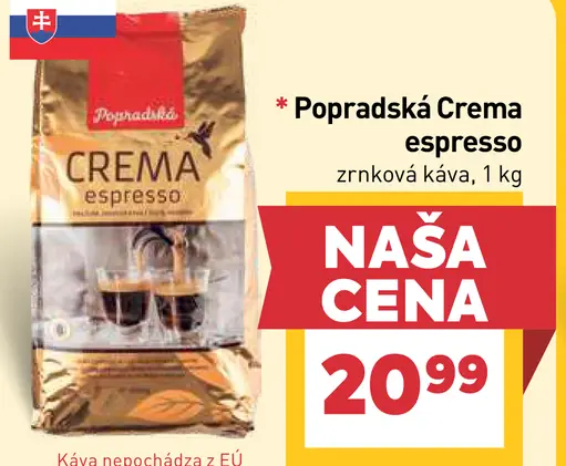 Popradská Crema Espresso zrnková káva