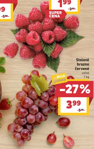 Stolové hrozno červené voľné