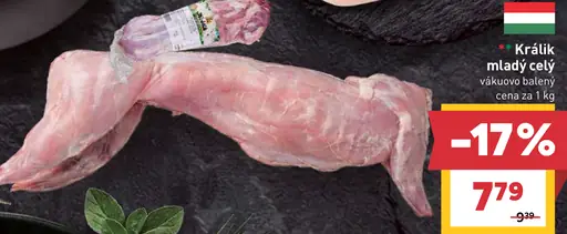 Mladý králik celý vákuovo balený