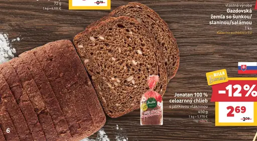 Jonatan 100 % celozrnný chlieb s jablkovou vlákninou