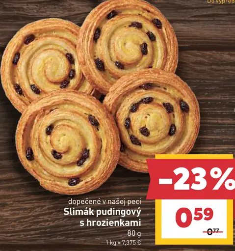 Slimák pudingový s hrozienkami dopečený v našej peci