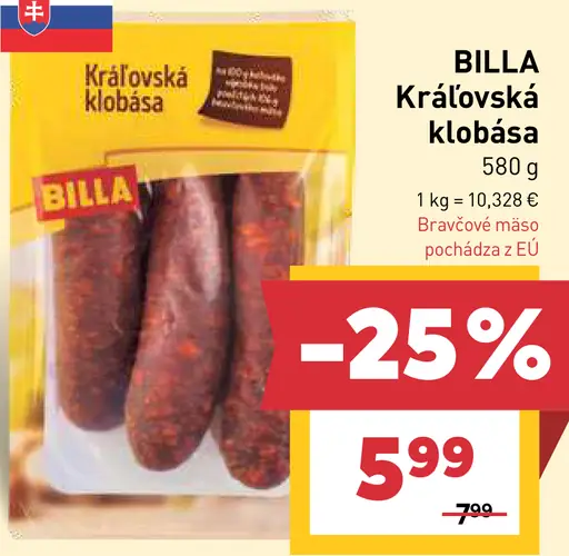 BILLA Kráľovská klobása