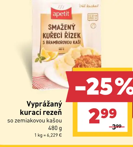 Apetit Vyprážaný kurací rezeň so zemiakovou kašou