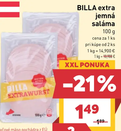 BILLA extra jemná saláma