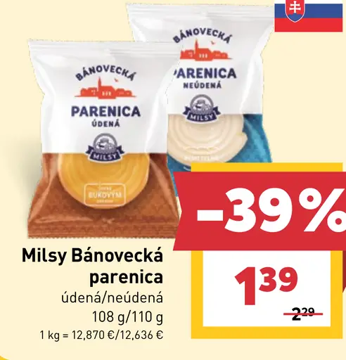Milsy Bánovecká parenica údená alebo neúdená