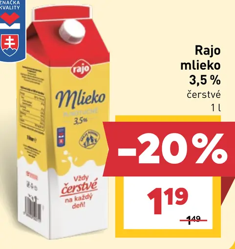 Rajo čerstvé mlieko 3,5%