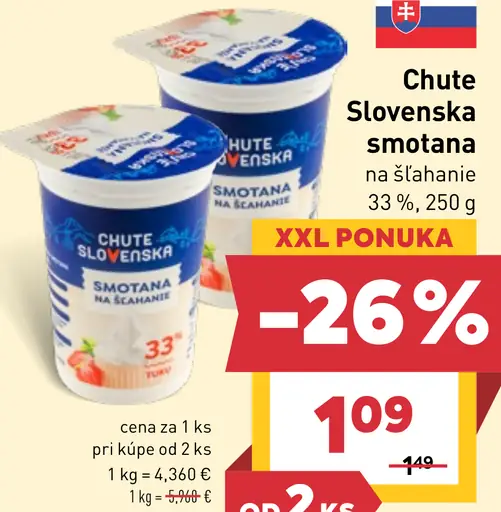 Chute Slovenska smotana na šľahanie 33 %