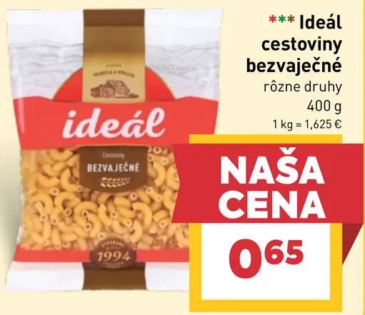 Ideál cestoviny bezvaječné
