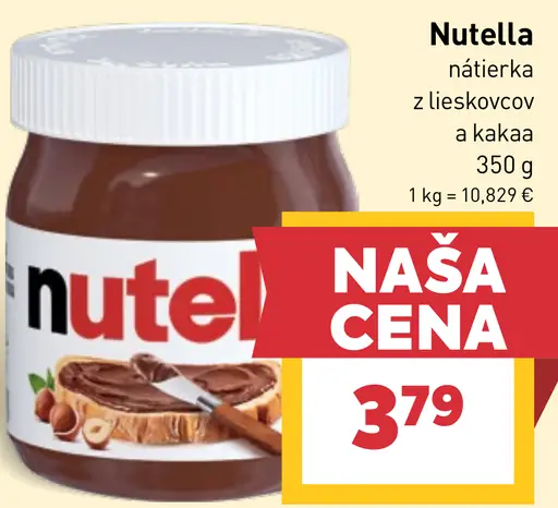 Nutella Nátierka z lieskovcov a kakaa