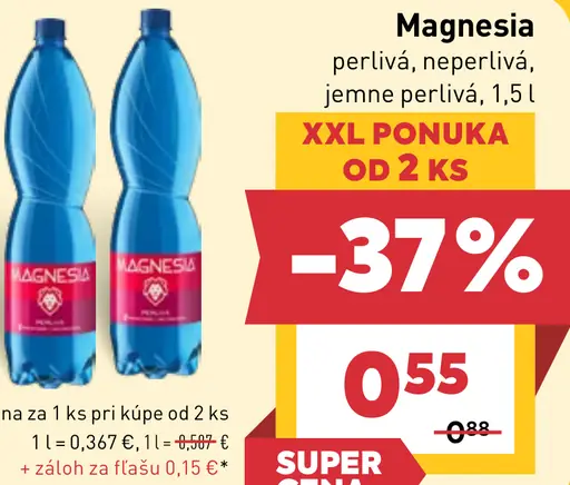 Magnesia perlivá, neperlivá, jemne perlivá