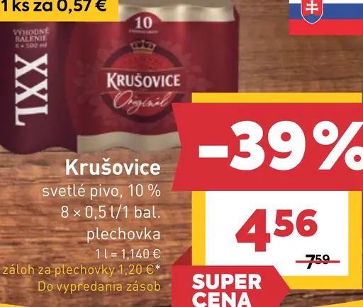 Krušovice svetlé pivo plechovka