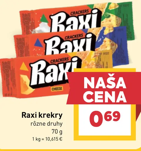 Raxi krekry rôzne druhy