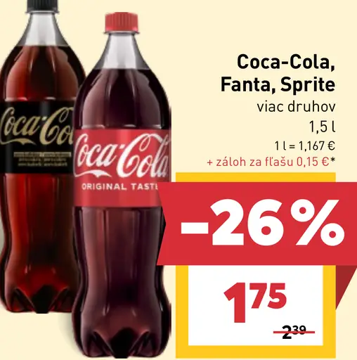 Coca-Cola, Fanta, Sprite sýtený nápoj