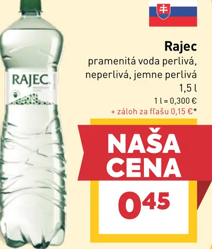 Rajec pramenitá voda perlivá, neperlivá, jemne perlivá