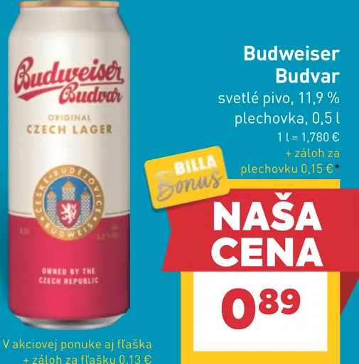 Budweiser Budvar svetlé pivo