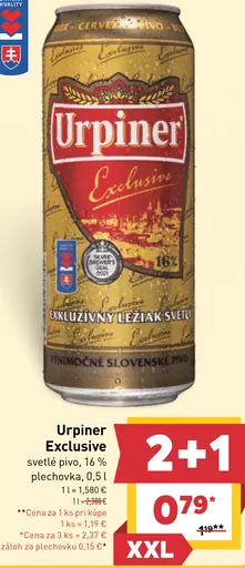 Urpiner Exclusive svetlé pivo