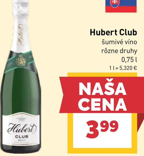 Hubert Club šumivé víno rôzne druhy