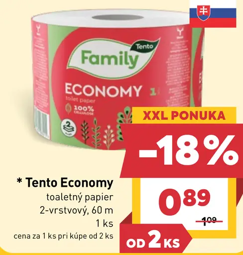 Tento Economy toaletný papier 2-vrstvový