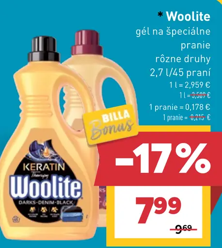 Woolite gély na špeciálne pranie, rôzne druhy