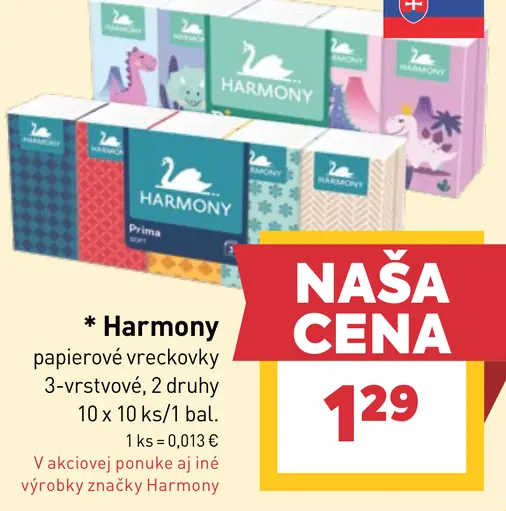 Harmony papierové vreckovky 3-vrstvové