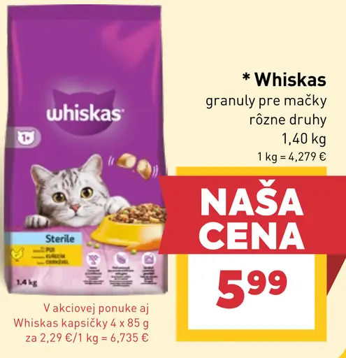 Whiskas granuly pre mačky