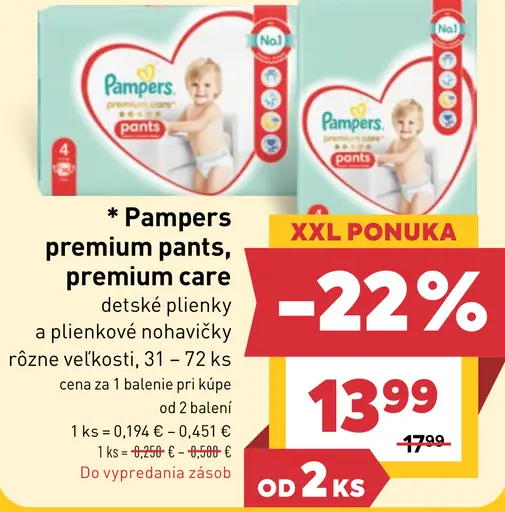 Pampers premium pants, premium care detské plienky a plienkové nohavičky