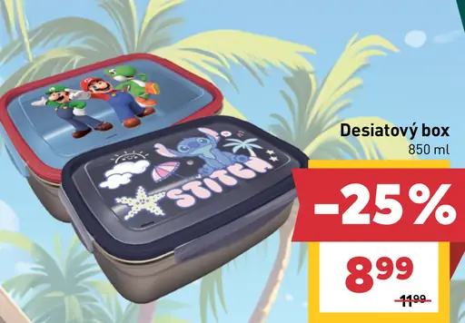 Desiatový box s motívom Super Mario alebo Stitch