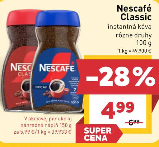 Nescafé Classic instantná káva 2 druhy