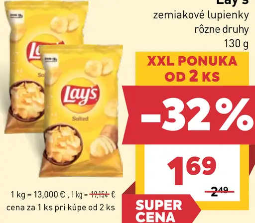 Lay's zemiakové lupienky rôzne druhy