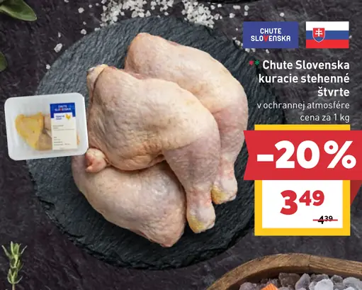 Kuracie stehnenné štvrte v ochrannej atmosfére